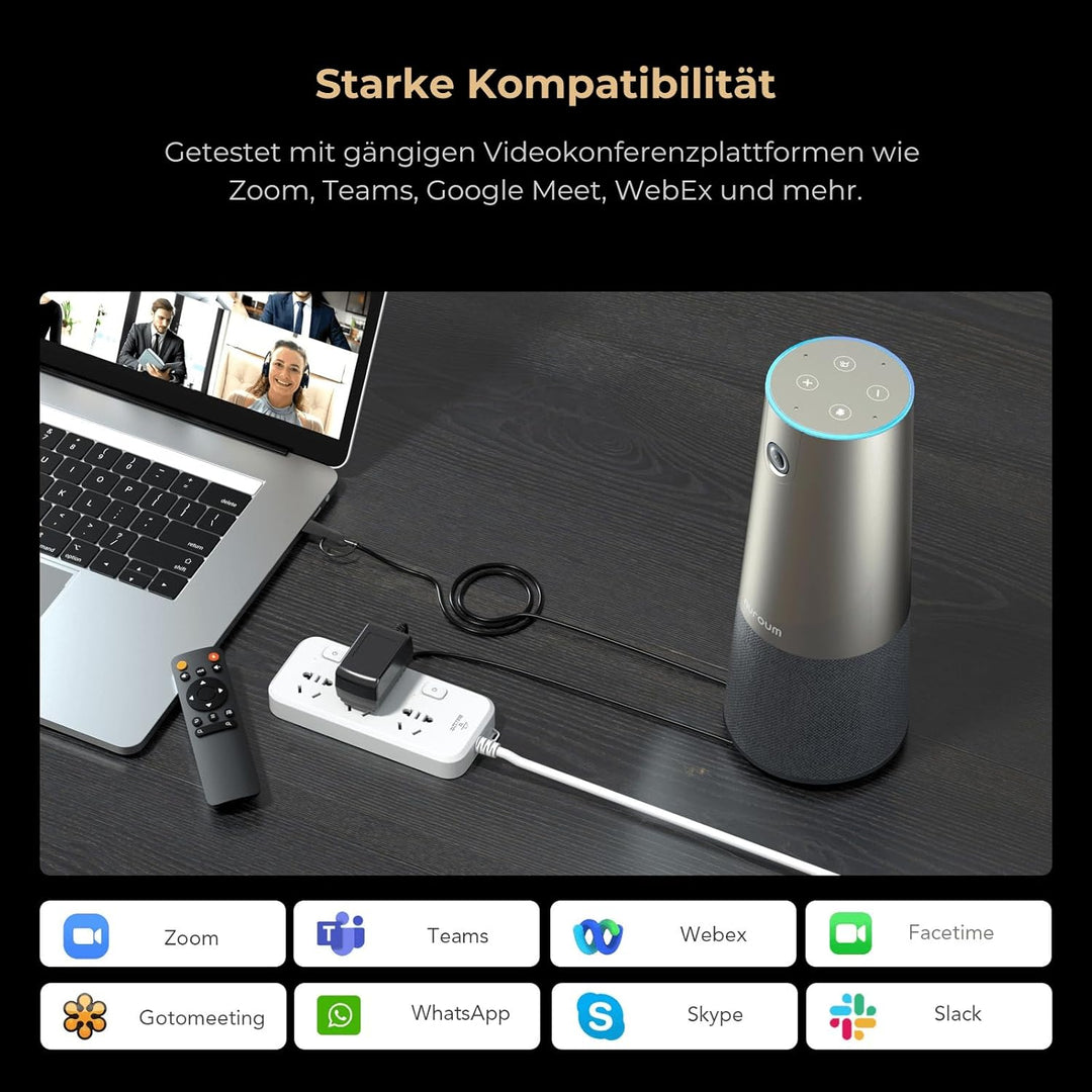 Nuroum C46 4K UHD Videokonferenz Webcam mit Mikrofon & Lautsprecher, 8MP CMOS Sensor/120° Blickfeld/