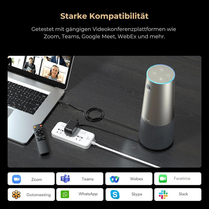 Nuroum C46 4K UHD Videokonferenz Webcam mit Mikrofon & Lautsprecher, 8MP CMOS Sensor/120° Blickfeld/