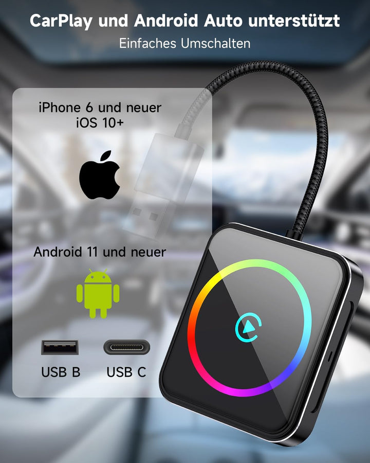 Veement 2-In-1 Carplay Wireless Adapter, Android Auto Wireless Adapter von Carplay Wired Auf Wireles