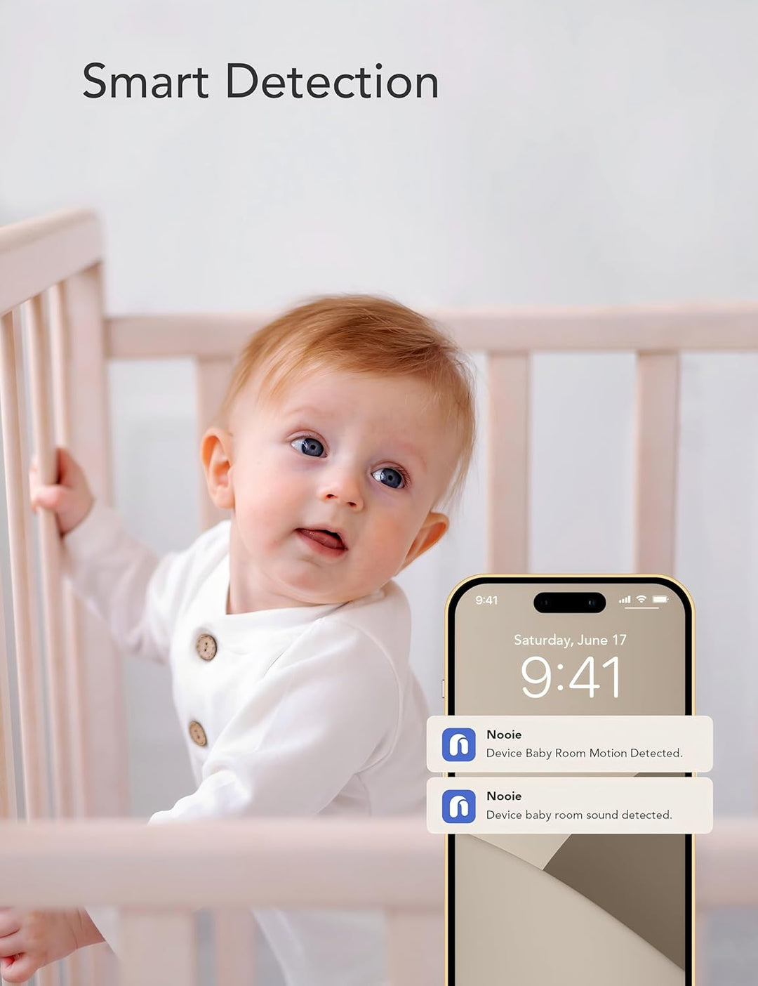 nooie Babyphone Kamera, Babyphone mit Kamera und SD Karte, WLAN Kamera Indoor mit APP und 1080P HD N