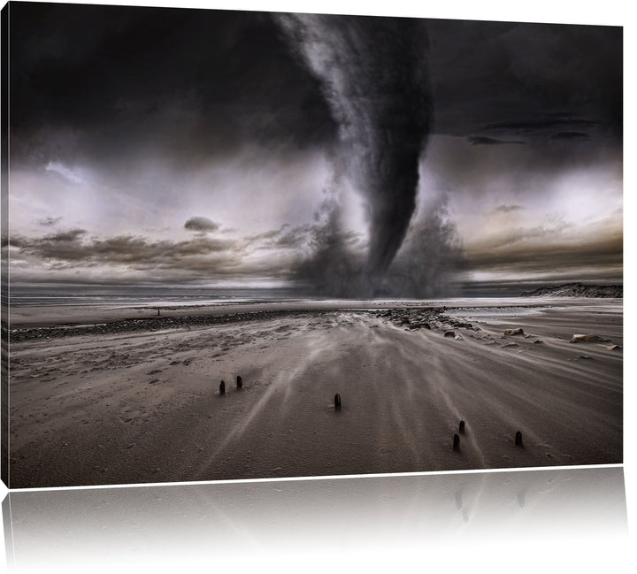Dramatischer Tornado, Format: 100x70 auf Leinwand, XXL riesige Bilder fertig gerahmt mit Keilrahmen,