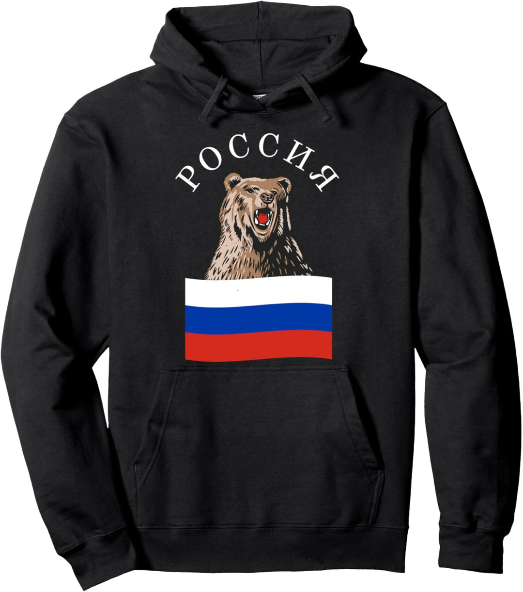 Russland Bär Russische Flagge Nationalität Stolz Moskau Russen Pullover Hoodie