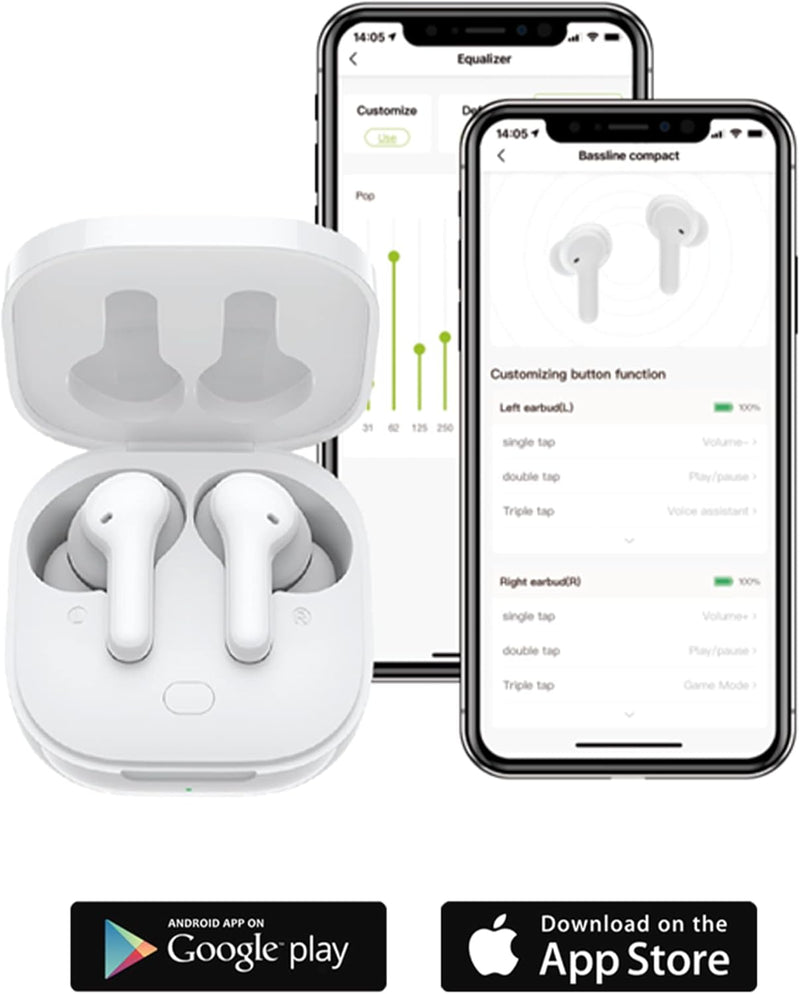 Boompods Bassline Compact True Wireless Bluetooth Kopfhörer, kabellose Ohrhörer & Ladebox, bis zu 27