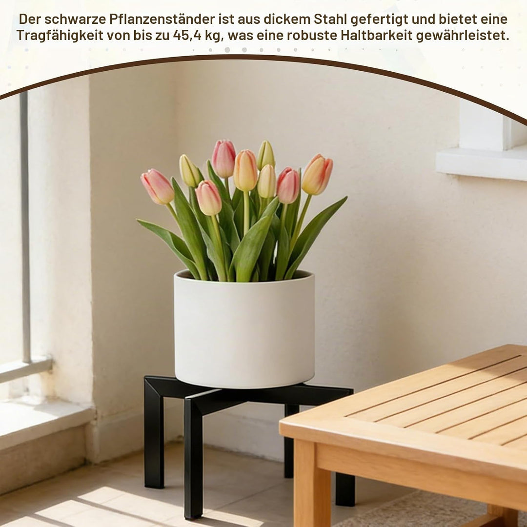Pflanzenständer, Blumenständer Pflanzenhocker, Erhöhungsständer 19cm Höhe Metall Schwarz Stabil für