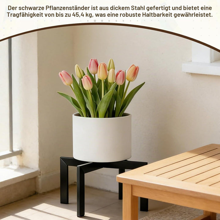 Pflanzenständer, Blumenständer Pflanzenhocker, Erhöhungsständer 19cm Höhe Metall Schwarz Stabil für
