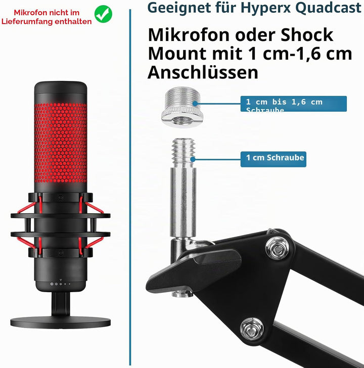 ChromLives Mikrofonarm Boom Arm für HyperX QuadCast Universal Mic Ständer Kompatibel mit HyperX Quad