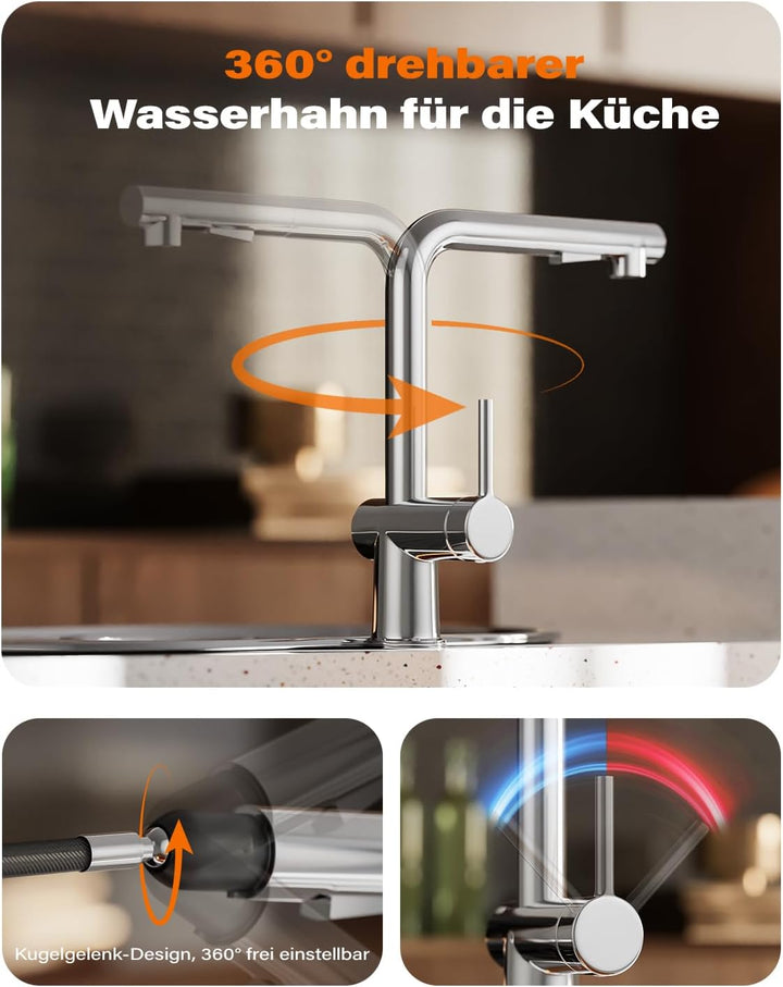Cobbe Hochdruck Wasserhahn Küche, Küchenarmatur Ausziehbar mit Brause, Spültischarmatur Küche, Armat