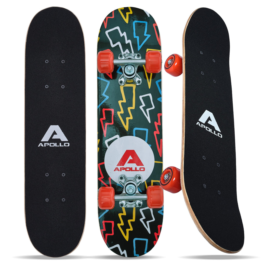 Apollo Kinder Skateboard, kleines Komplett Board mit ABEC 3 Kugellagern und Aluminium Achsen, Coole