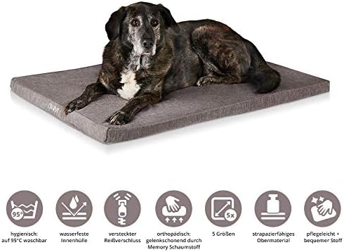 ONVAYA® Hundekissen orthopädisch aus Memory Foam | 95 Grad waschbar | grau | Grösse S-XXL | Hundebet