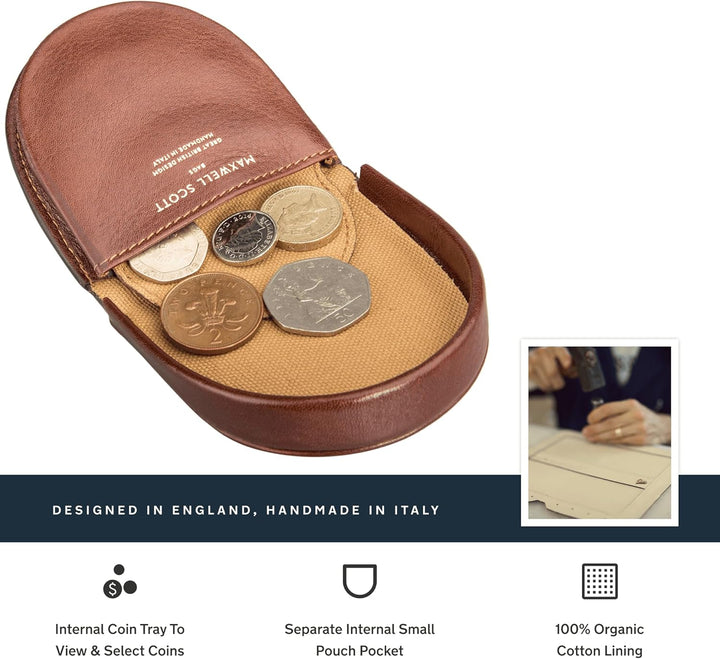 Maxwell Scott - Herren Luxus Leder Hufeisen Münzbeutel Brieftasche - Handgefertigt aus italienischen