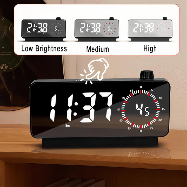 Wecker mit LED Grossdisplay Temperatur Timer Wochentag Sekundenanzeige 3 Helligkeitsstufen Snooze Fu