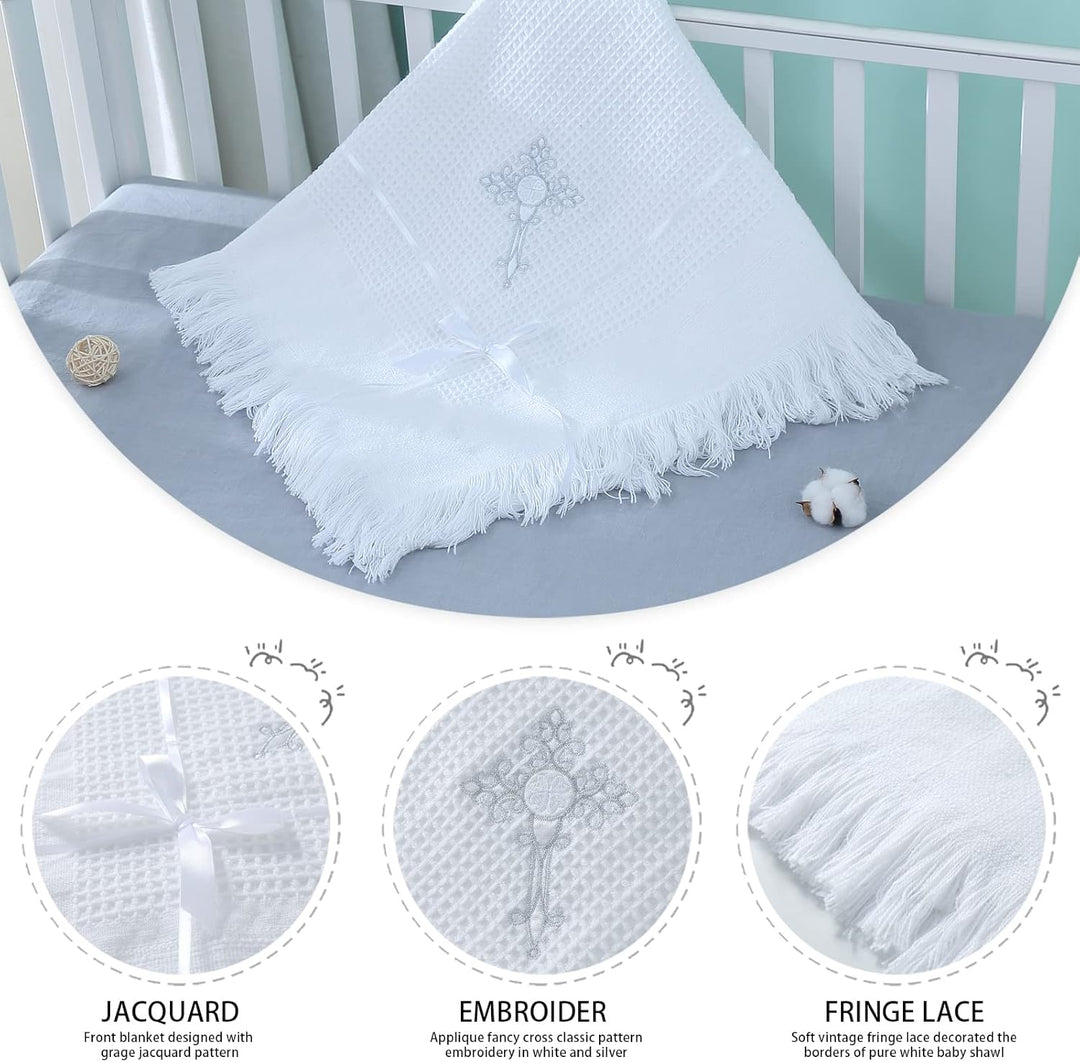 Booulfi Baby Decke Bestickt Taufe Kuscheldecke Baby Personalisierte Babydecke Kuscheldecke Weiss Kin