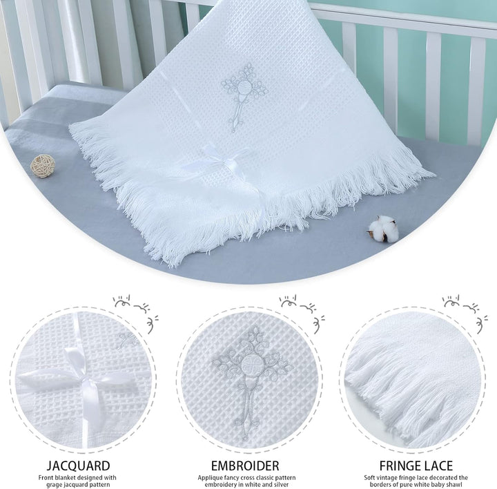 Booulfi Baby Decke Bestickt Taufe Kuscheldecke Baby Personalisierte Babydecke Kuscheldecke Weiss Kin