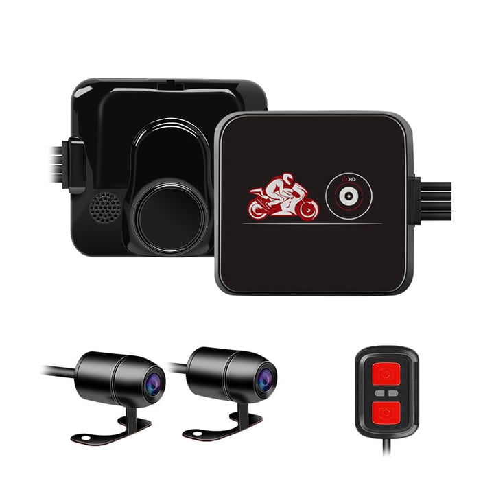 VSYSTO Dashcam Motorrad Motorrad Kamera 1080p Doppellinse Kamera Motorrad Vorne Hinten WiFi 130° Wei