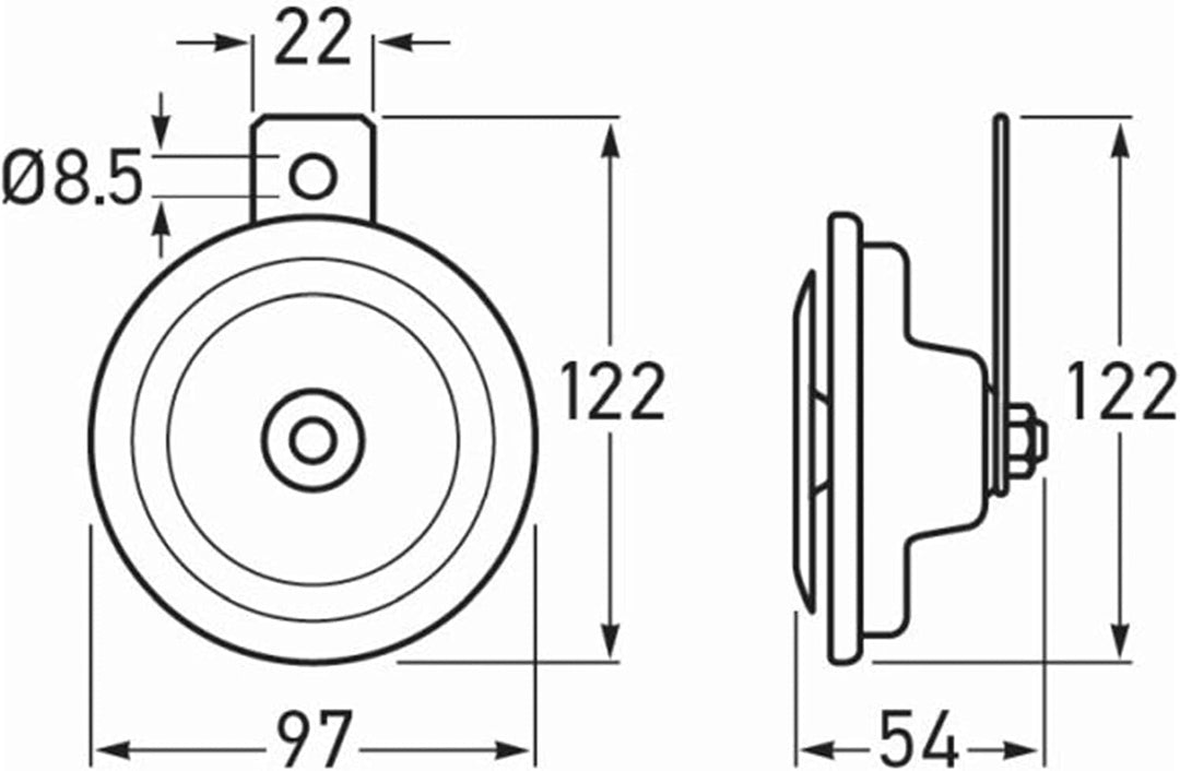 HELLA Horn - HEAVY DUTY HORN B36 - 24V - 105dB(A) - Frequenzbereich: 335Hz - Tiefton - elektrisch -