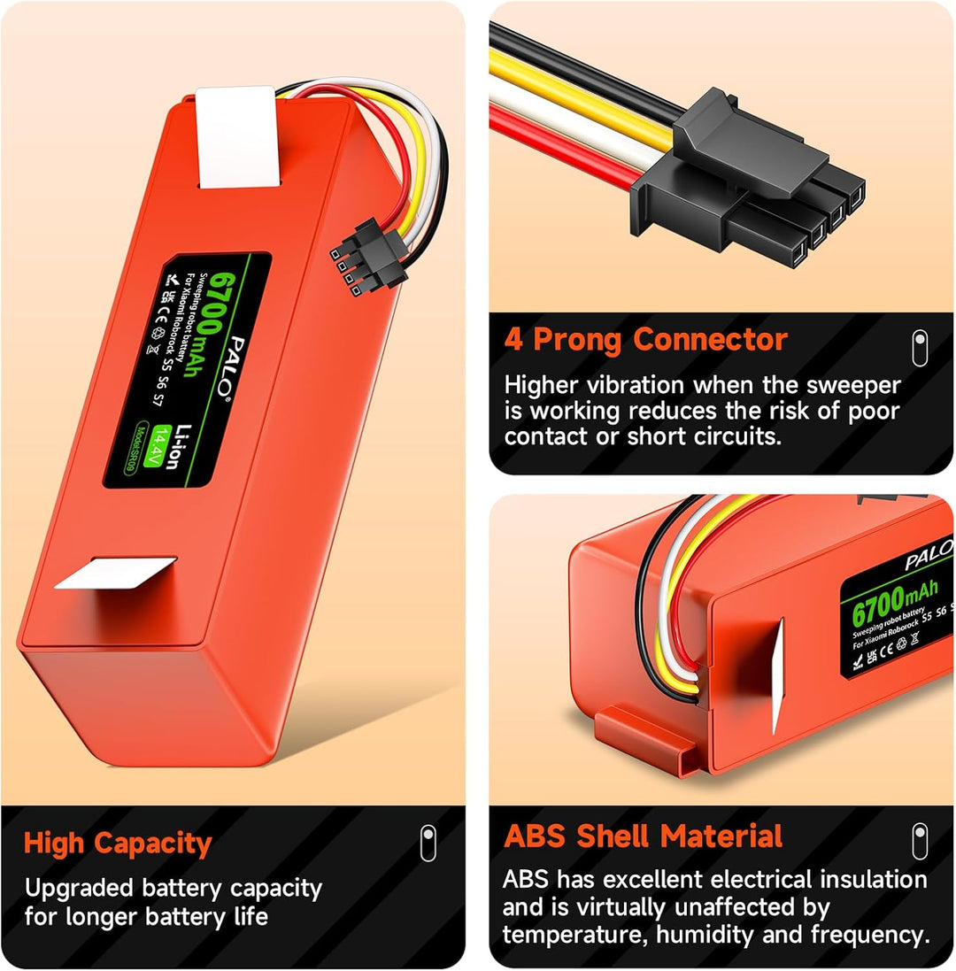 6700mAh Akku für Xiaomi Roborock S5, S5 Max, S50, S6, S6 MaxV, S7, Q7 Max V Ultra Pure, Brr-2p4s-520