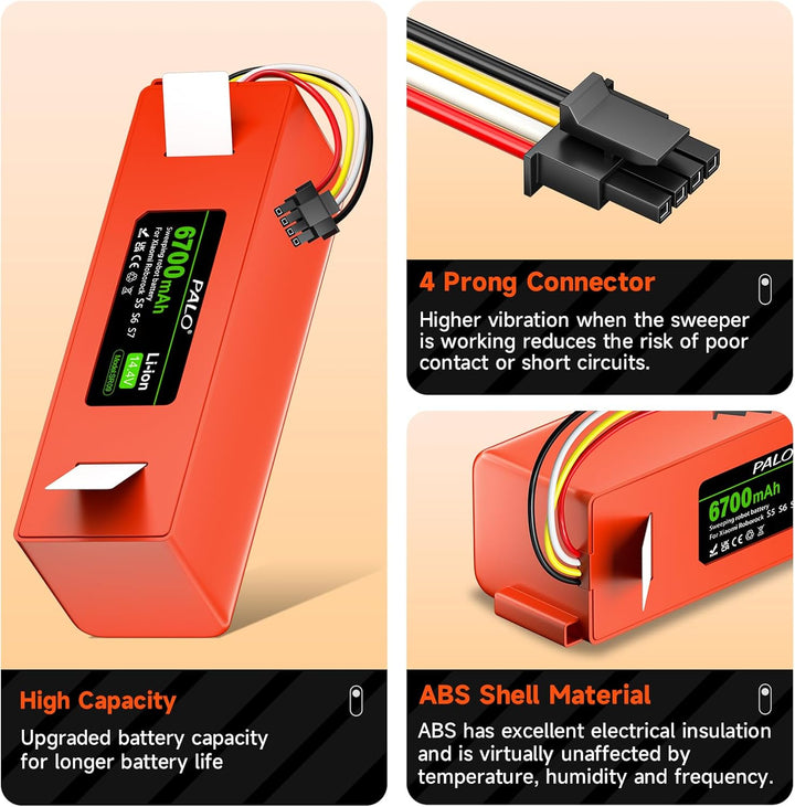 6700mAh Akku für Xiaomi Roborock S5, S5 Max, S50, S6, S6 MaxV, S7, Q7 Max V Ultra Pure, Brr-2p4s-520
