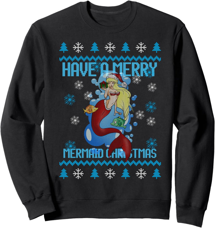 Have a Merry Mermaid Christmas Ugly Blue Holiday Girls Sweatshirt