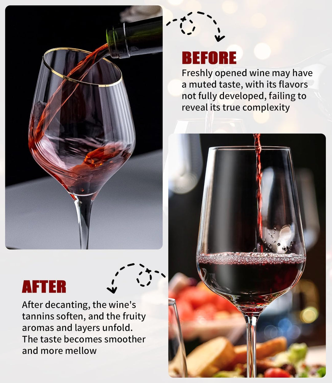 Zaxiva Luxus Wein Dekanter Set, Hochwertiger Rotwein Dekanter mit Weinbelüfter, Vakuum Weinstopper &