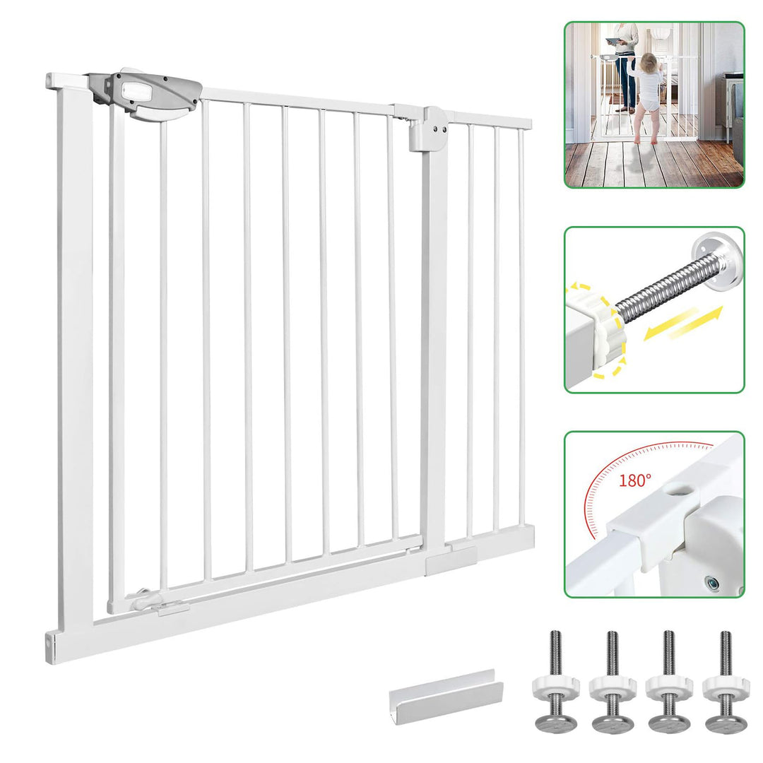LZQ Treppenschutzgitter, Doppelschloss extra sicheres Metall-Türschutzgitter zum Klemmen, Weiss, 85-