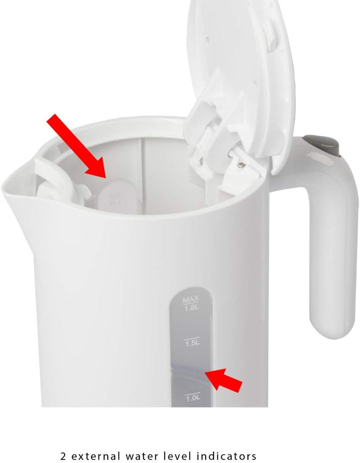 Clatronic Wasserkocher 1,8L mit verdecktem Edelstahlheizelement | Kettle mit herausnehmbarem Kalkfil