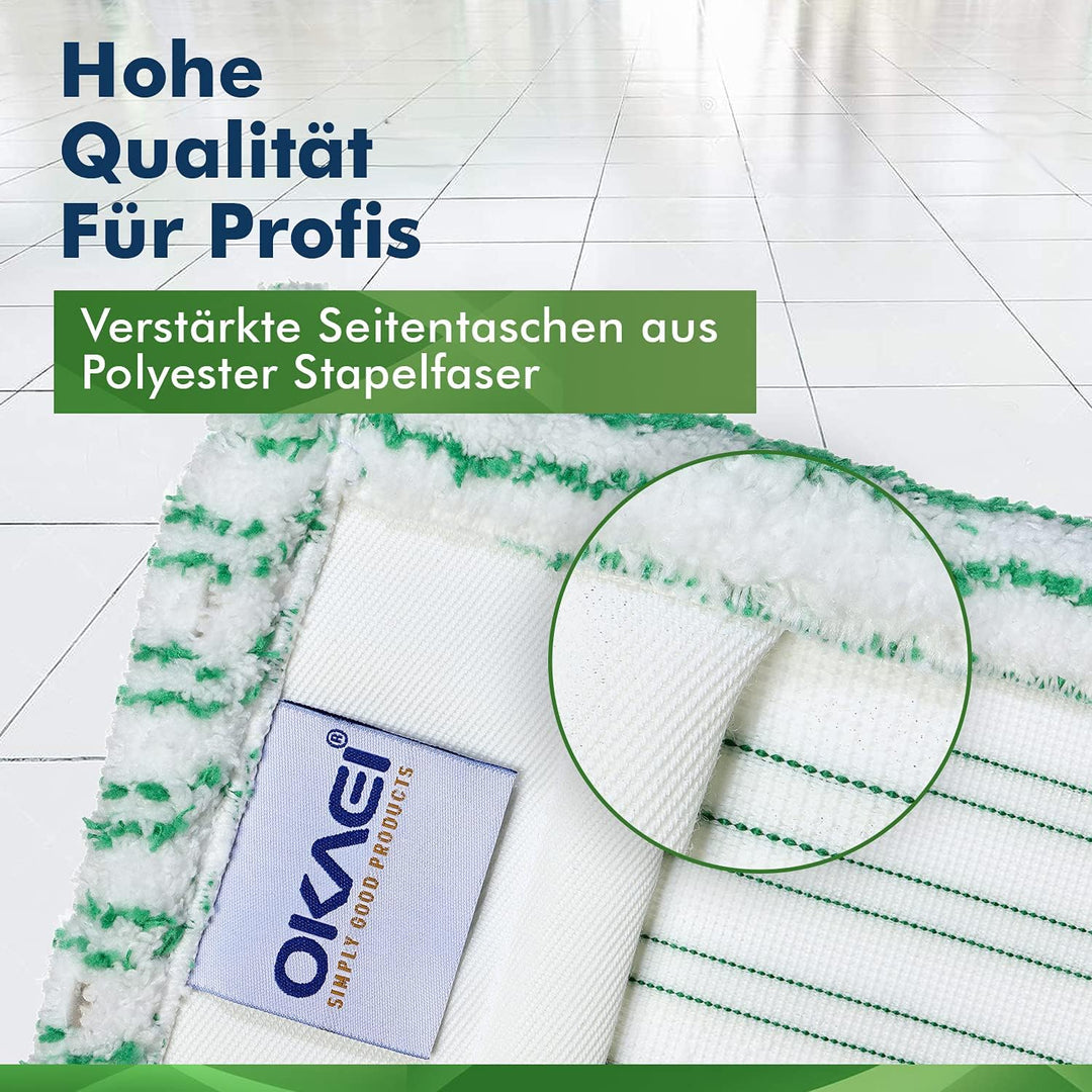 Okaei 10 Stück Wischmopp Bezug (50 cm) - Premium Bodenwischer-Wischbezug aus 100% Microfaser - Bezug