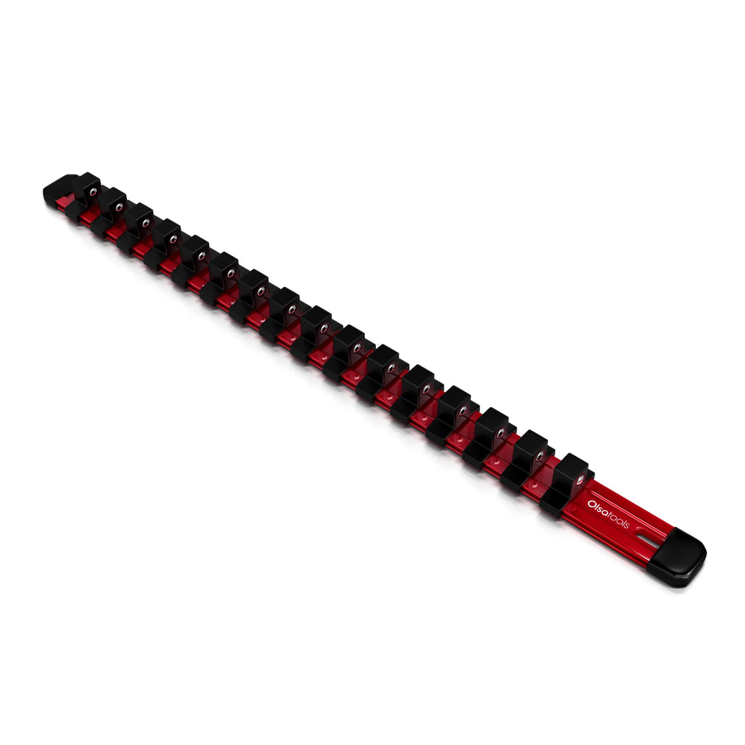 Steckschlüssel-Organizer aus Aluminium, 1,27 cm (1/2 Zoll), professionelle Qualität, Rot Olsa Tools