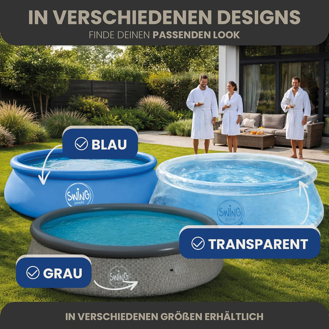 HAF® Swing Quick Up Pool in blau mit den Massen 366 x 76 cm | ca. 5.600 Liter Wasserkapazität | Selb