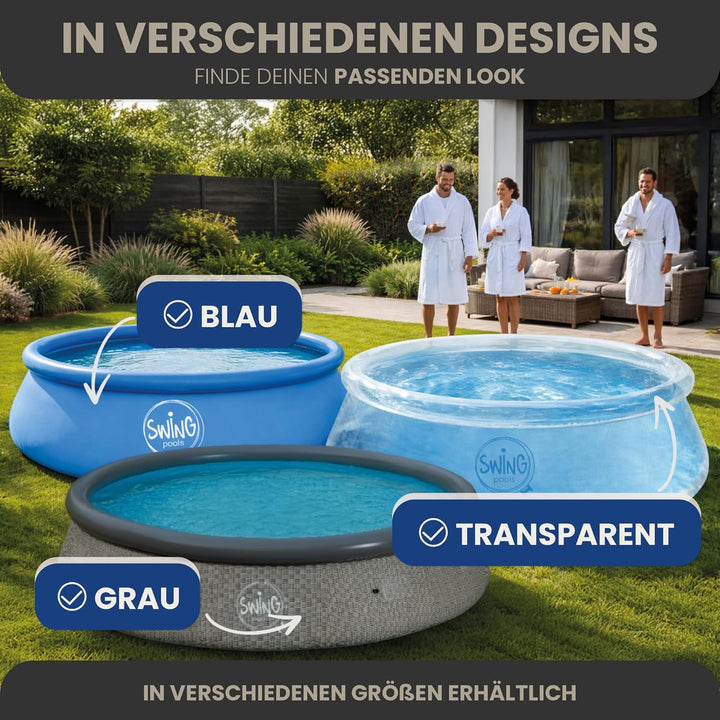 HAF® Swing Quick Up Pool in blau mit den Massen 305 x 76 cm | ca. 3.800 Liter Wasserkapazität | Selb