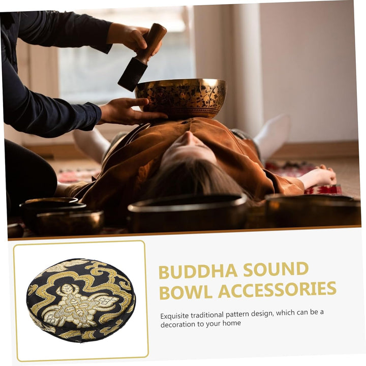 Buddha Klangschalenkissen Rund 10cm Schwarz mit Muster