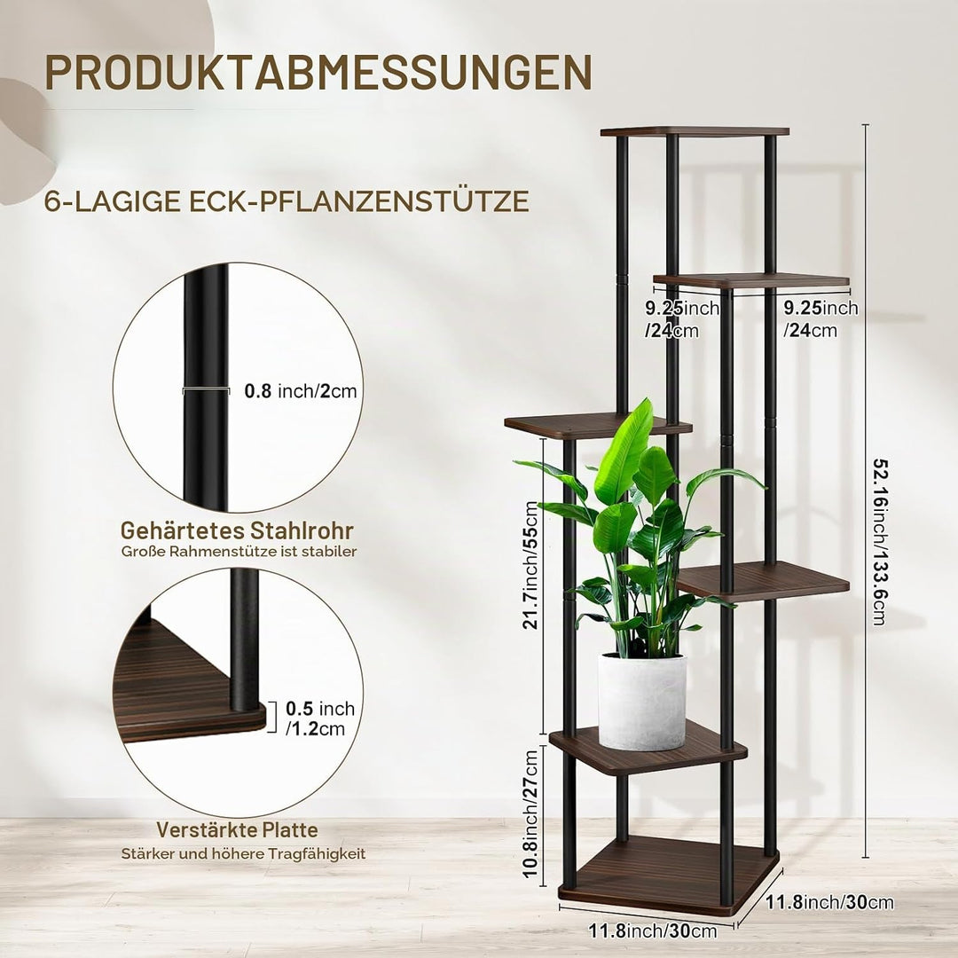 6-Tier Hölzern Blumenregal Pflanzenregal, Mehrstöckig Blumenständer Pflanzenständer Blumenbank Blume