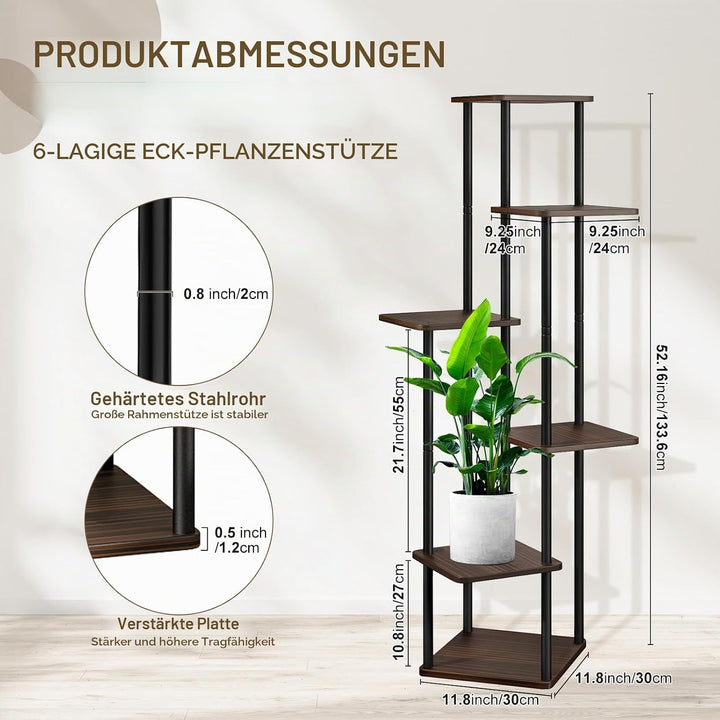 6-Tier Hölzern Blumenregal Pflanzenregal, Mehrstöckig Blumenständer Pflanzenständer Blumenbank Blume