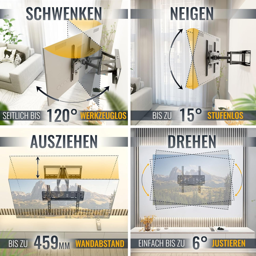 RICOO TV Wandhalterung Fernseher Schwenkbar Neigbar für 30-65 Zoll, Universal TV Halterung R08, Fern