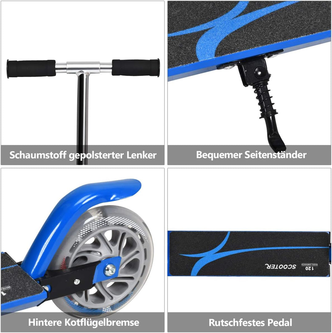GYMAX Faltbare Kindersooter, Kinder Roller mit LED leuchtenden Räder, Tretroller 3 höhenverstellbar