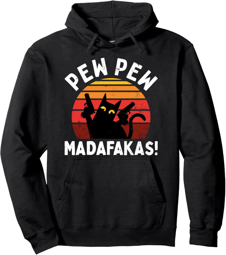 Pew Pew Madafakas Lustige Vintage Verrückte Pew Katze Pullover Hoodie