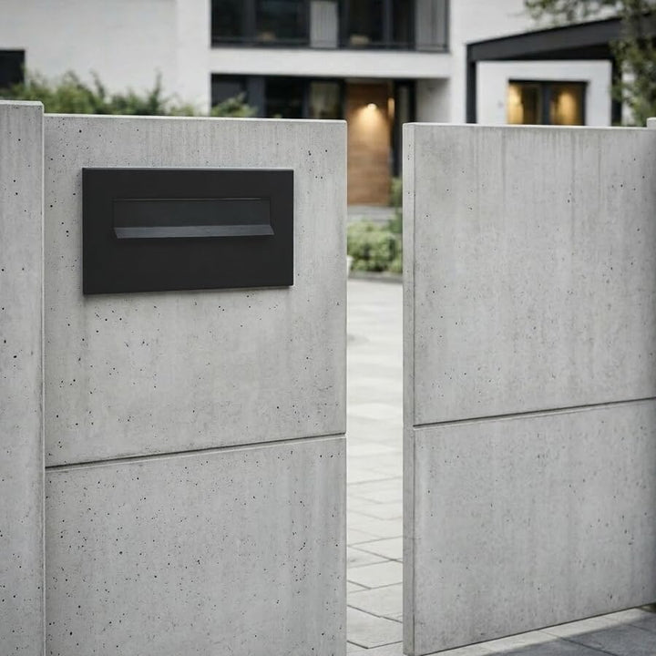 Mauerdurchwurf Briefkasten Schwarz Matt RAL 9017 mit Rahmen Einbaubriefkasten für Mauer verzinkter S