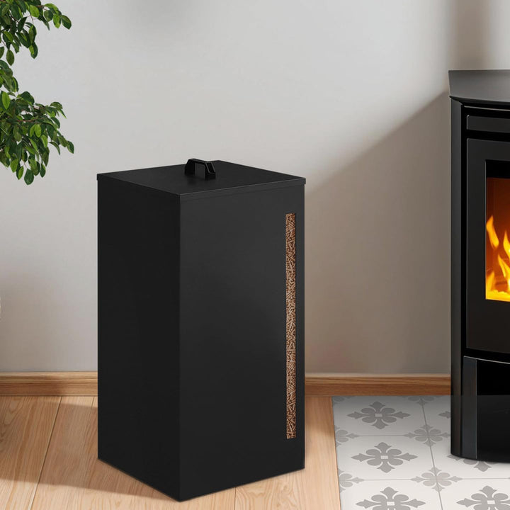 IDMarket - Pelletbehälter schwarz Kapazität 45 kg Pelletaufbewahrung 36 x 36 x 76 cm