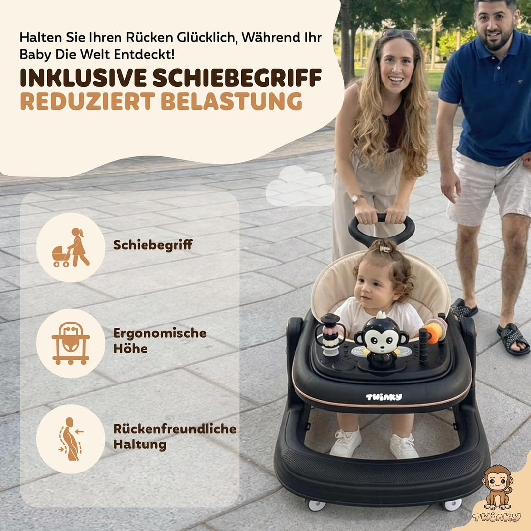 Twinky Lauflernhilfe mit Spielset und Bodenmatte | Robuste Laufhilfe mit 4 verstellbaren Positionen