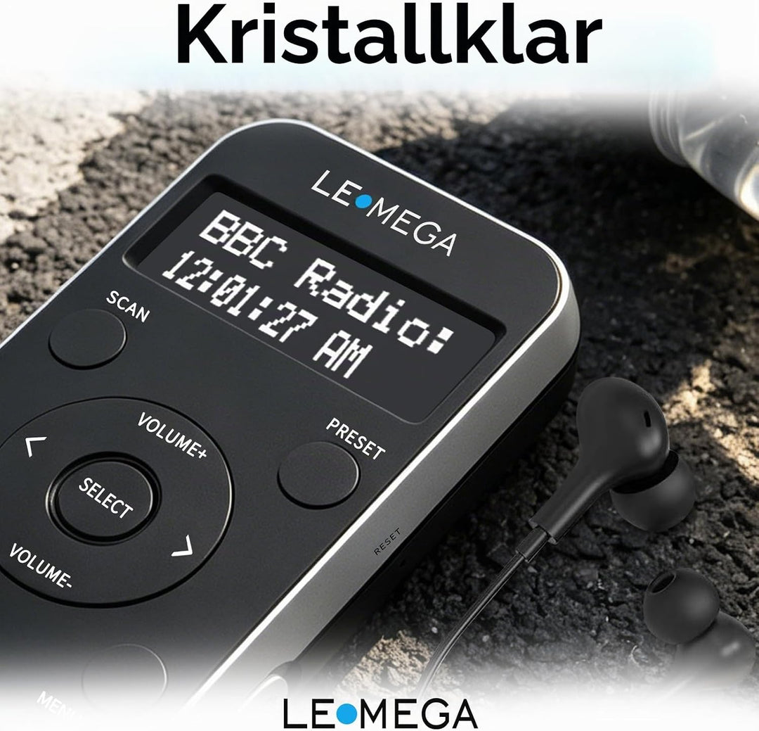 LEMEGA PR1L Taschen-DAB-Radio, FM-Radio, tragbares DAB+-Radio, inkl. Kopfhörer, wiederaufladbare Bat