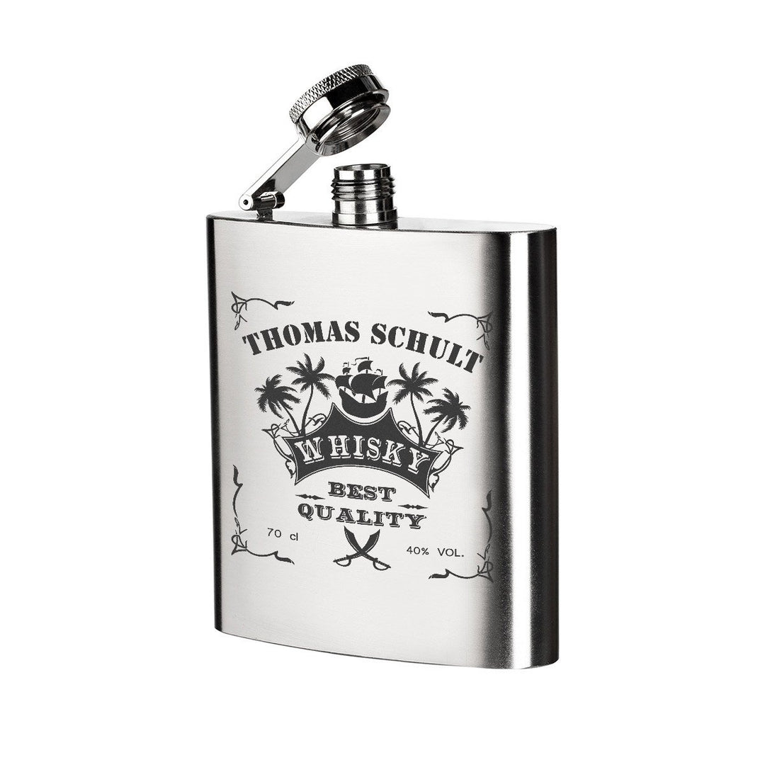 polar-effekt Edelstahl Flachmann mit Personalisierte Gravur - Schnapsflasche 200 ml - Geschenkidee f