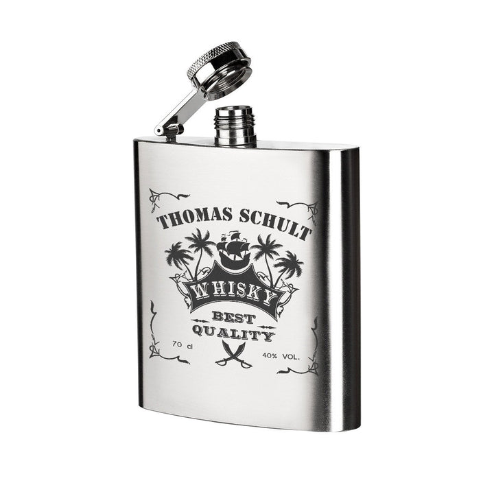 polar-effekt Edelstahl Flachmann mit Personalisierte Gravur - Schnapsflasche 200 ml - Geschenkidee f