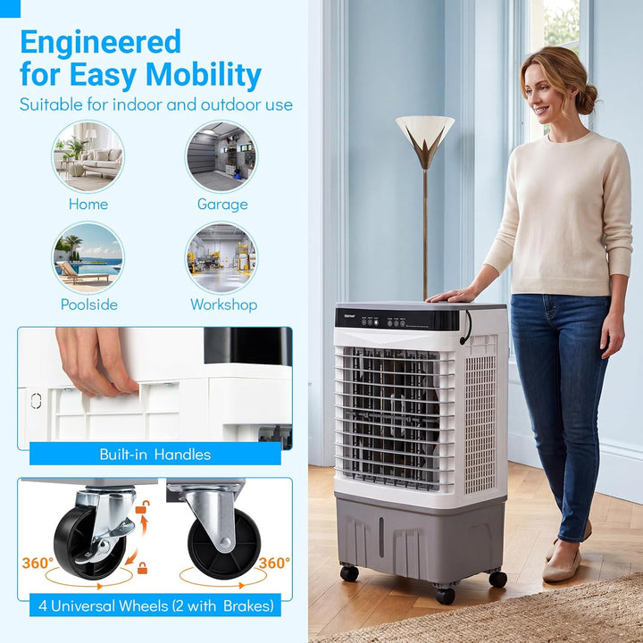 COSTWAY Luftkühler mit Wasserkühlung, mobile Klimaanlage ohne abluftschlauch leise, Kühlventilator m