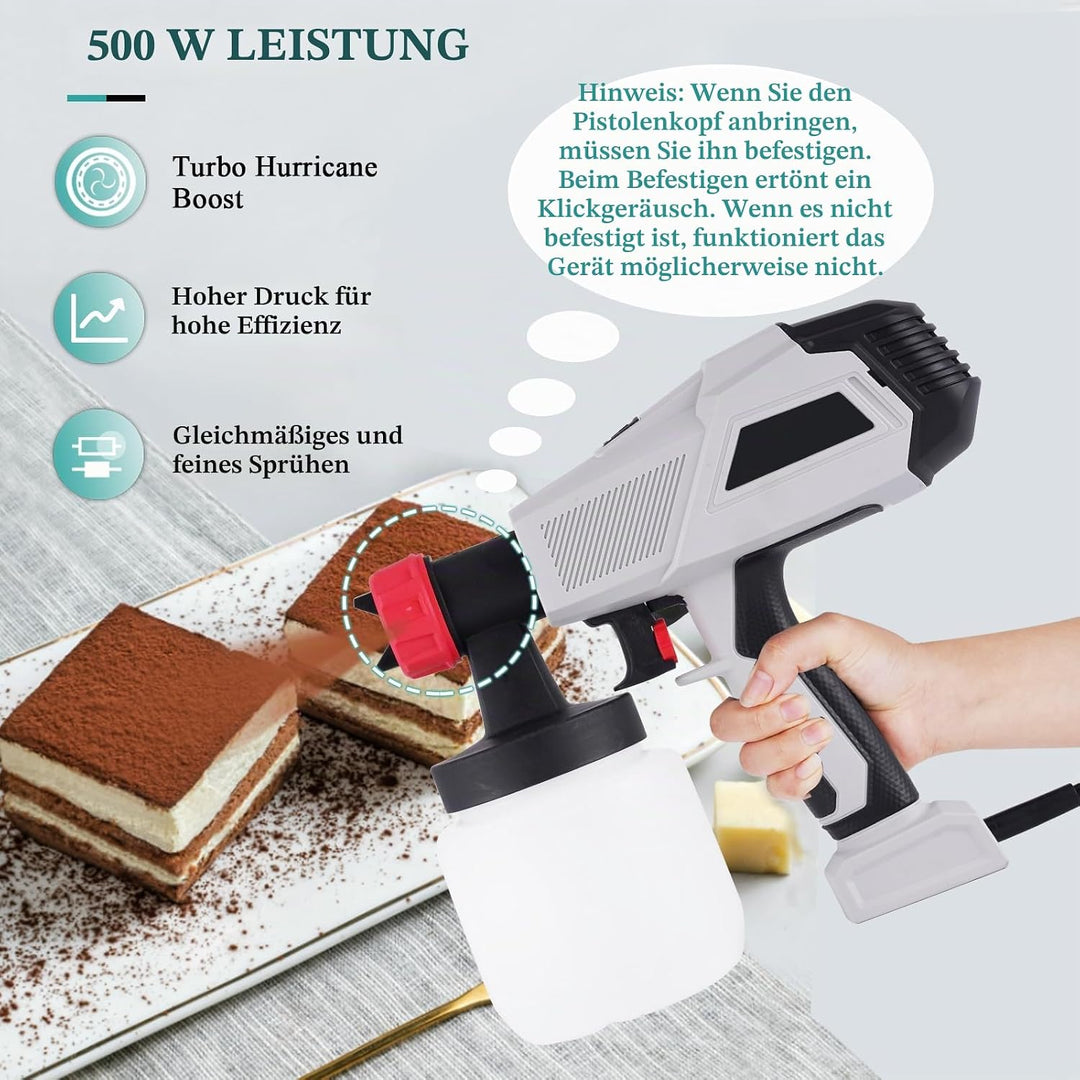 YJINGRUI Kuchendeko Airbrush Elektrische Mousse Cake Sprayer 800ml (500W)
