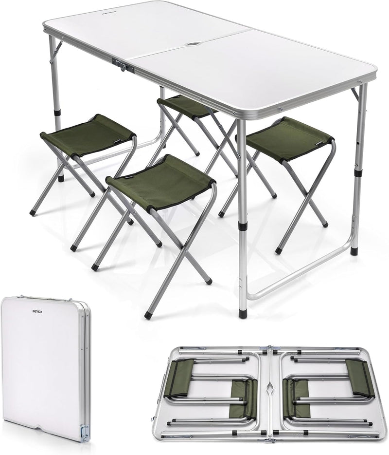 Campingtisch Klappbar Alu Campingtisch Set 120 X 60 X 69cm Klapptisch Mit 4 Alu Stühlen 60 x 120 x 6