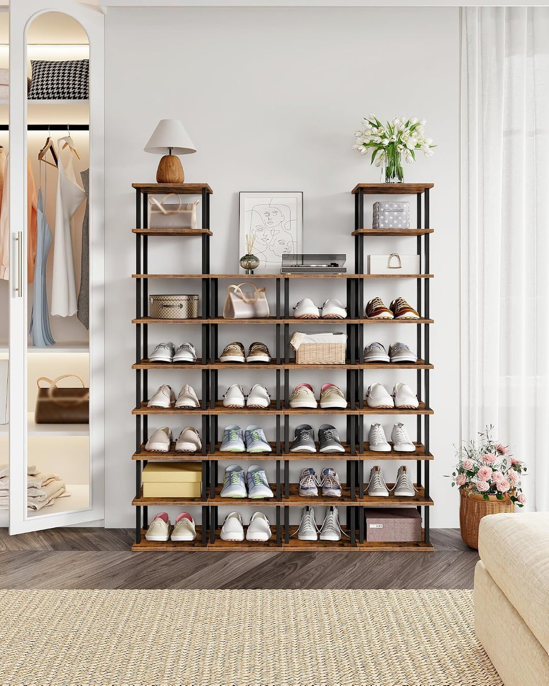 CHOEZON Regal mit 9 Ebenen, Bücherregal, Schmales Schuhregal, DIY-Schuhablage, Schuhaufbewahrung, St