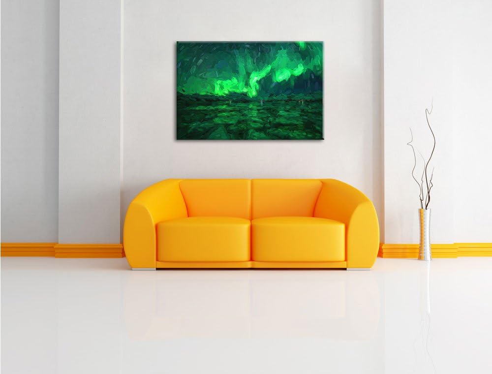 Pixxprint Polarlicht am Himmel Kunst als Leinwandbild/Grösse: 100x70 / Wandbild/Kunstdruck/fertig be