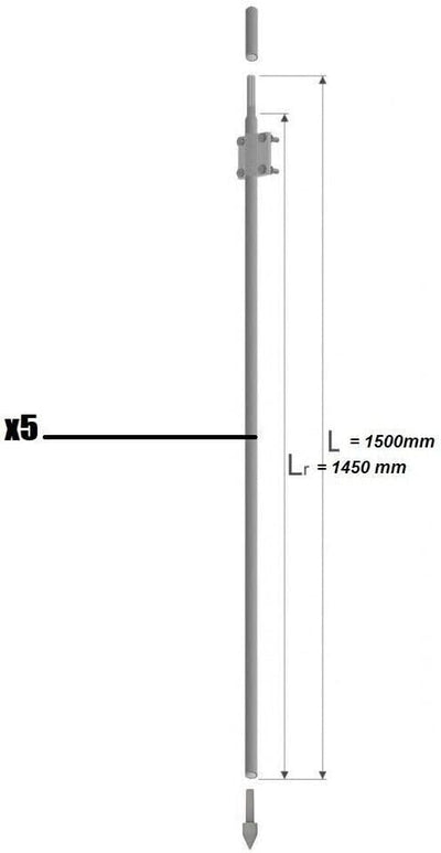 Tiefenerder Erder Erdung Staberder feuerverzinkt Ø20mm 1500mm 1,5m SET Längenauswahl (SET 7500mm 5x1