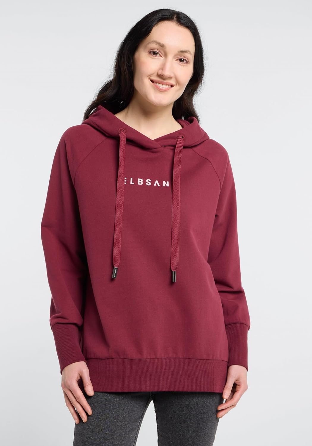 Elbsand Svana Damen Hoodie, Sweatshirt mit Kapuze, Rundhalsausschnitt Ruby S, Ruby S