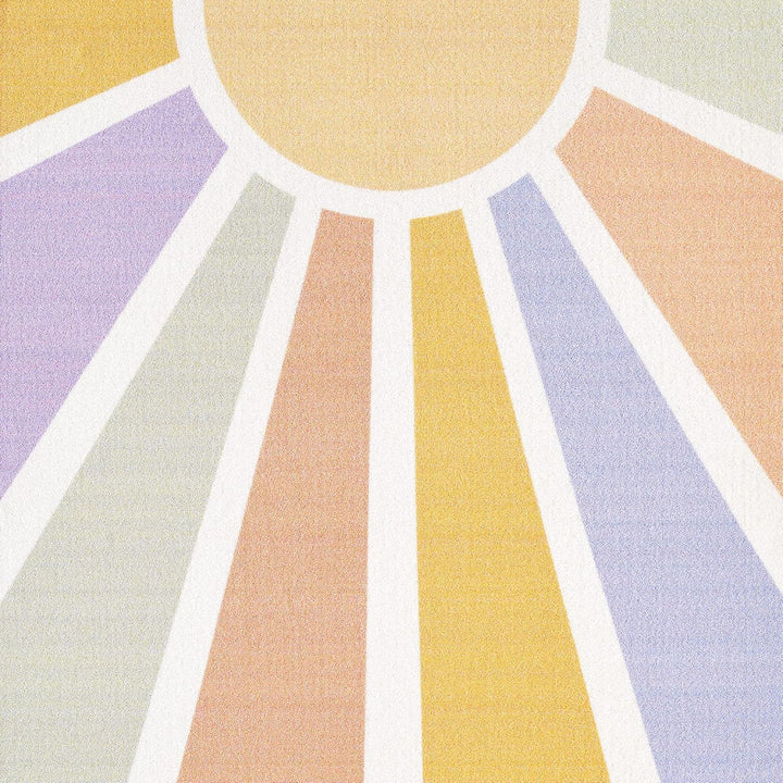 HomebyHome Kurzflor Kinderteppich für Jungen und Mädchen 100 x 150 cm Multicolor Sonnen Design - Was