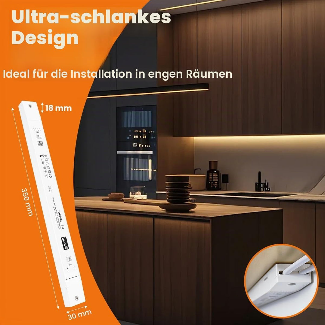illuburg LED Trafo 24V 100W Slim Flackerfrei Geräuschlos für G4 GU5,3 LED Streifen Möbel Verdeckte M